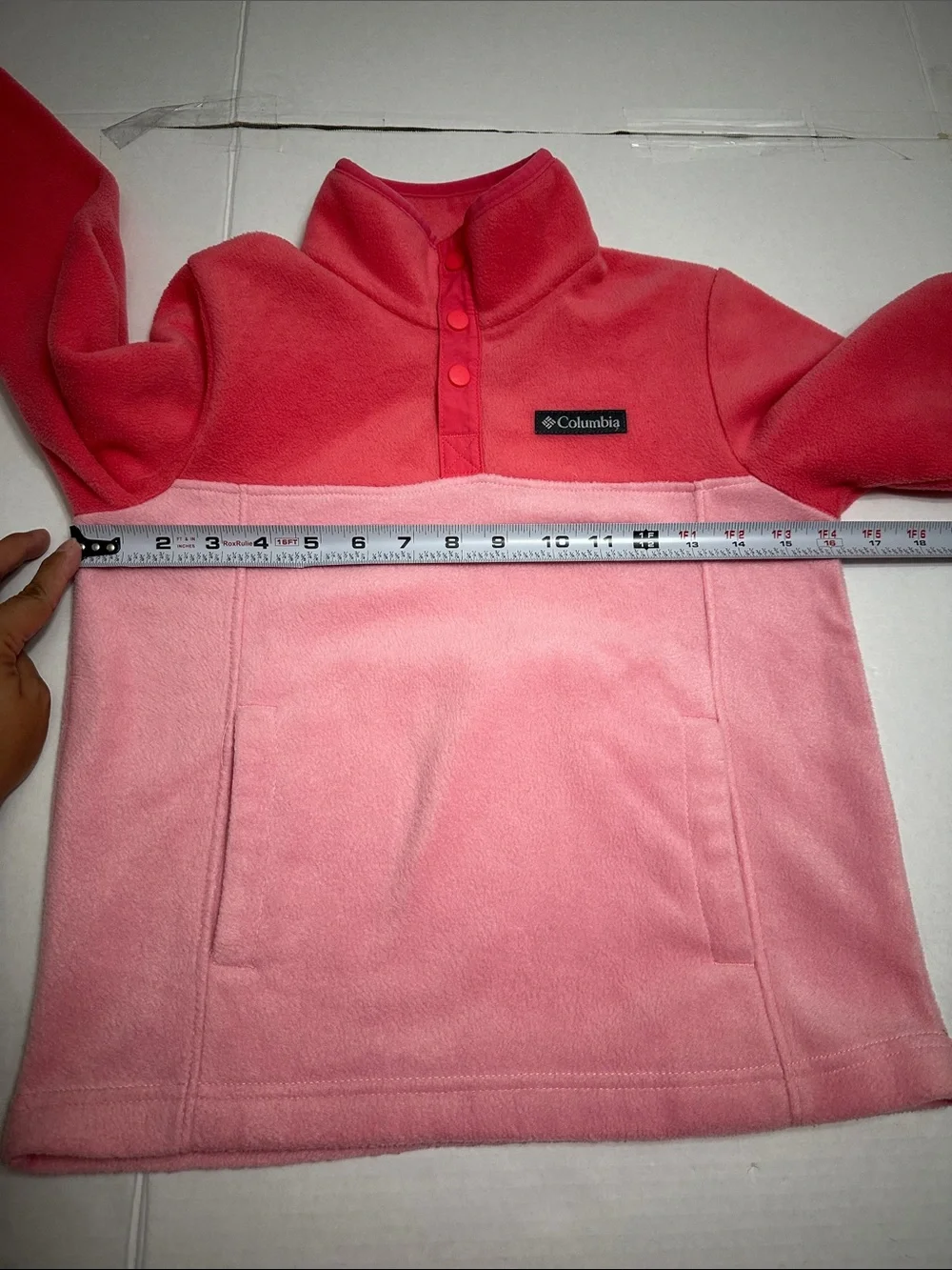 Columbia Fleece Sweater Jacket Pullover Pink Two Tone Youth Girls Size 8 Small